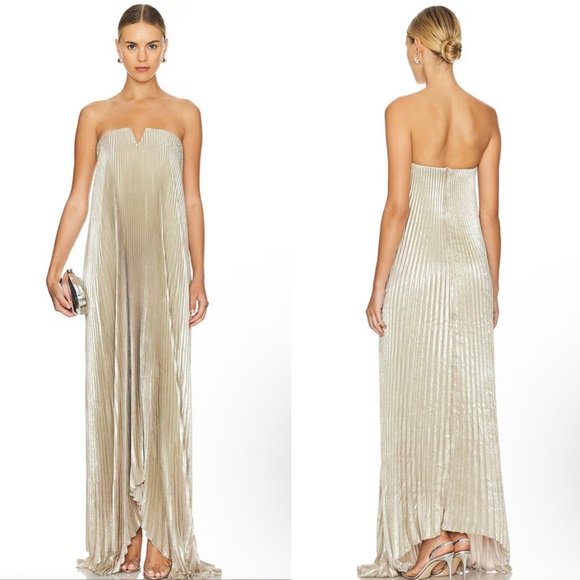 L'IDEE Black Tie Gown Maxi Dress in Gold Shimmer Size US 2 NEW! New with tags! - Picture 13 of 13